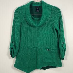 Ali Miles Cowl Neck Blouse Art to Wear Women's XS Green